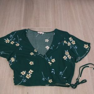 Green Pacsun Top with flowers